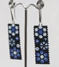 Rectangular Beaded Earrings with Blue Flowers - Image 3