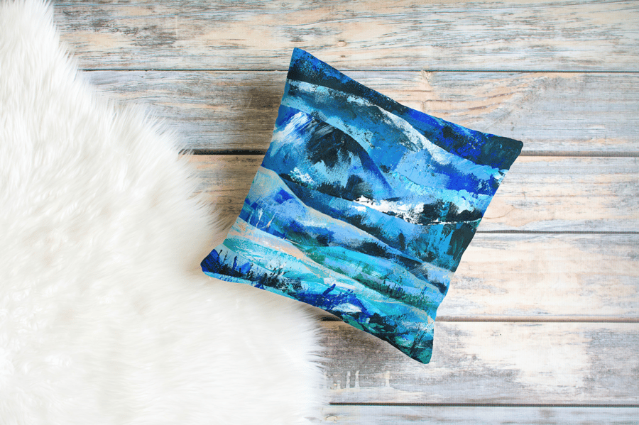 Into the Blue Landscape Art Cushion, FREE UK Delivery