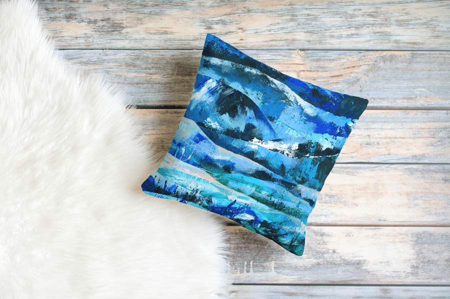 Into the Blue Landscape Art Cushion