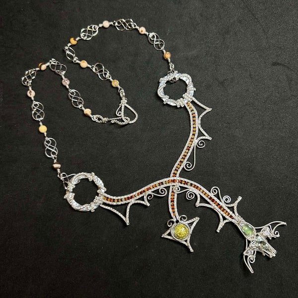 Dragon Age Wire Wrapped Necklace with gemstones