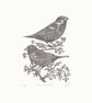House Sparrows linocut print - Image 1