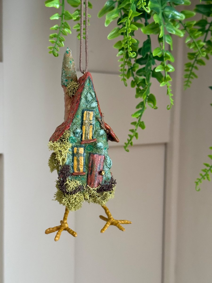 Spun Cotton Baba Yaga Hut Green