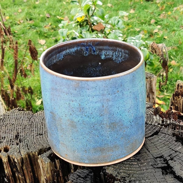 Turquoise plant pot, ceramic green planter, ceramic plant pot