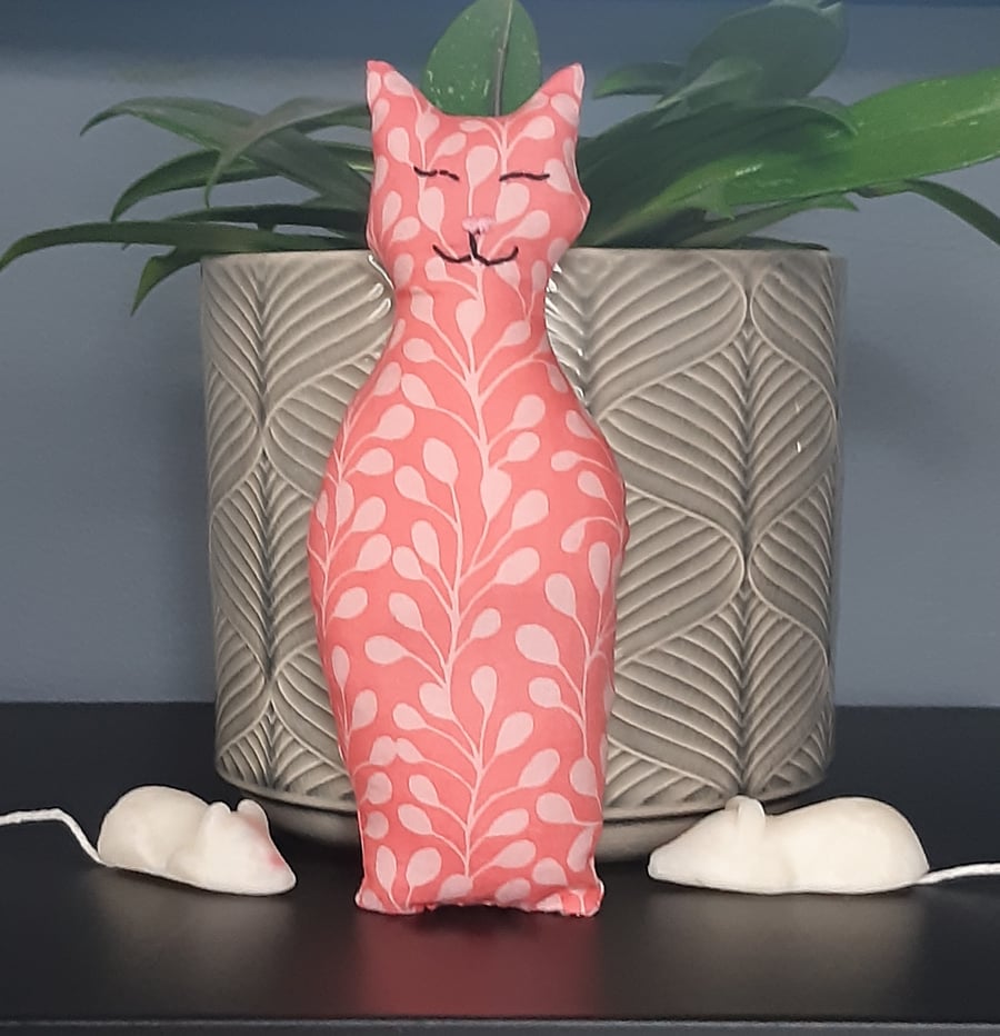 Cat lavender bag, Pink cat, Quirky cat ornament, Nursery decor, Cat collectible
