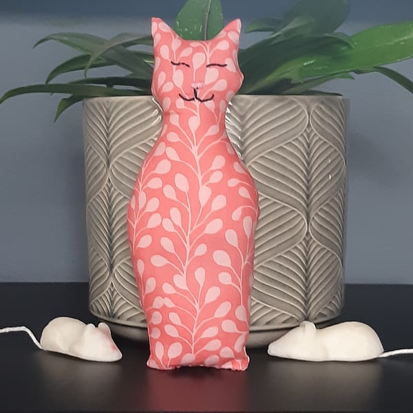 Cat lavender bag, Pink cat, Quirky cat ornament, Nursery decor, Cat collectible