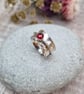 Sterling Silver Hammered Spinner Ring with Garnet. - Size UK N - JBJ9023 - Image 2