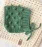 Bobble Pixie Bonnet 100% Merino Wool Dark Sage - Image 4