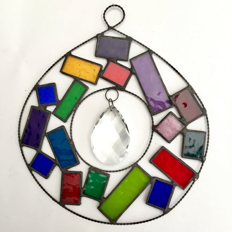 Stained Glass Abstract Suncatcher - Handmade  Decoration 