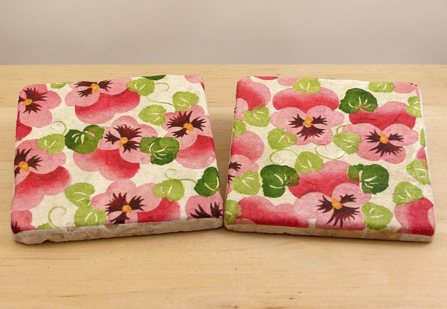 Marble 'Pansy' Coasters