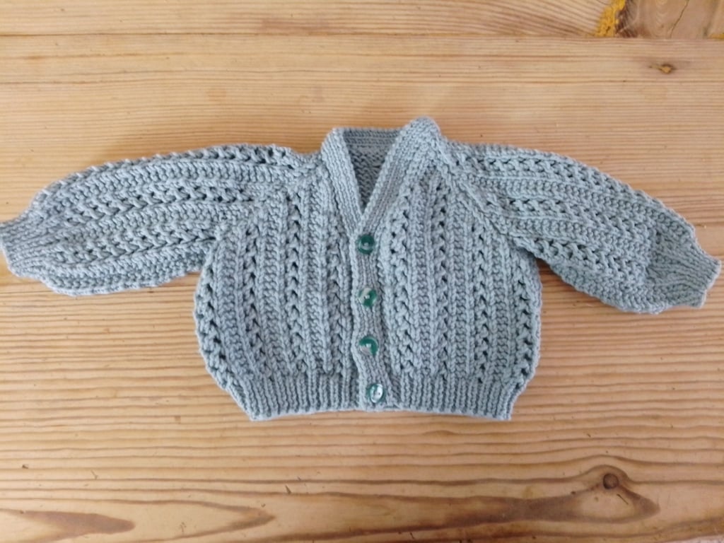 baby cardigan handmade for age 0-3 months.