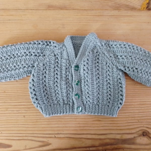 baby cardigan handmade for age 0-3 months.