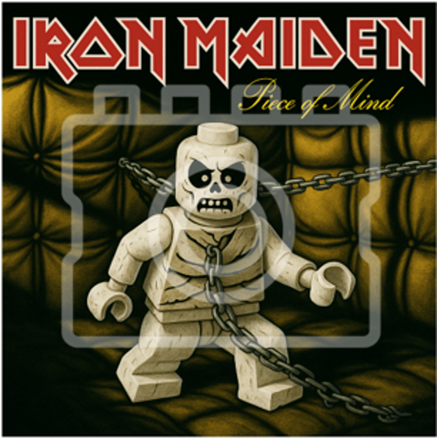 LEGO-Inspired Iron Maiden – Piece of Mind 5x5" Print (Mounted for 9x9" Frame)