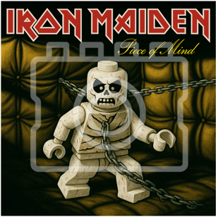 LEGO-Inspired Iron Maiden – Piece of Mind 5x5" Print (Mounted for 9x9" Frame)