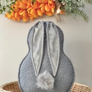 Grey Boucle Bunny Shaped Cushion Rabbit Pillow Easter Decoration Spring Decor