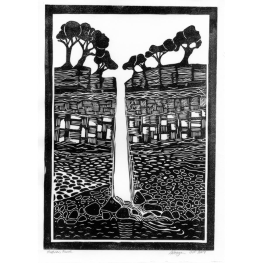 Original lino cut print "Hardraw Force"