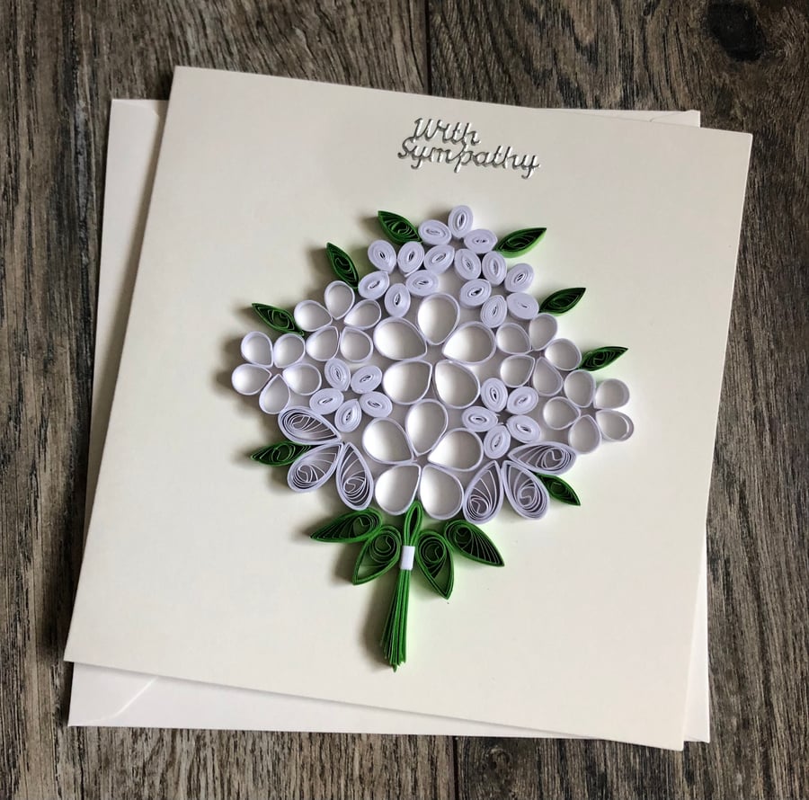 Handmade quilled deepest sympathy card 