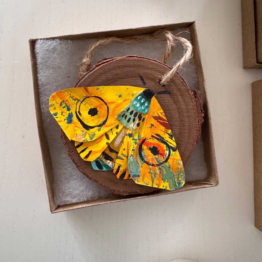 Yellow Butterfly - Paper Art - Original Art - Woodslice Artwork 