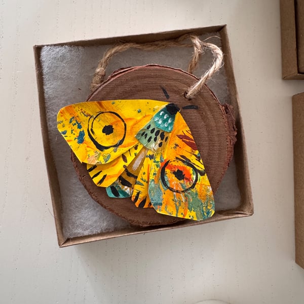 Yellow Butterfly - Paper Art - Original Art - Woodslice Artwork 