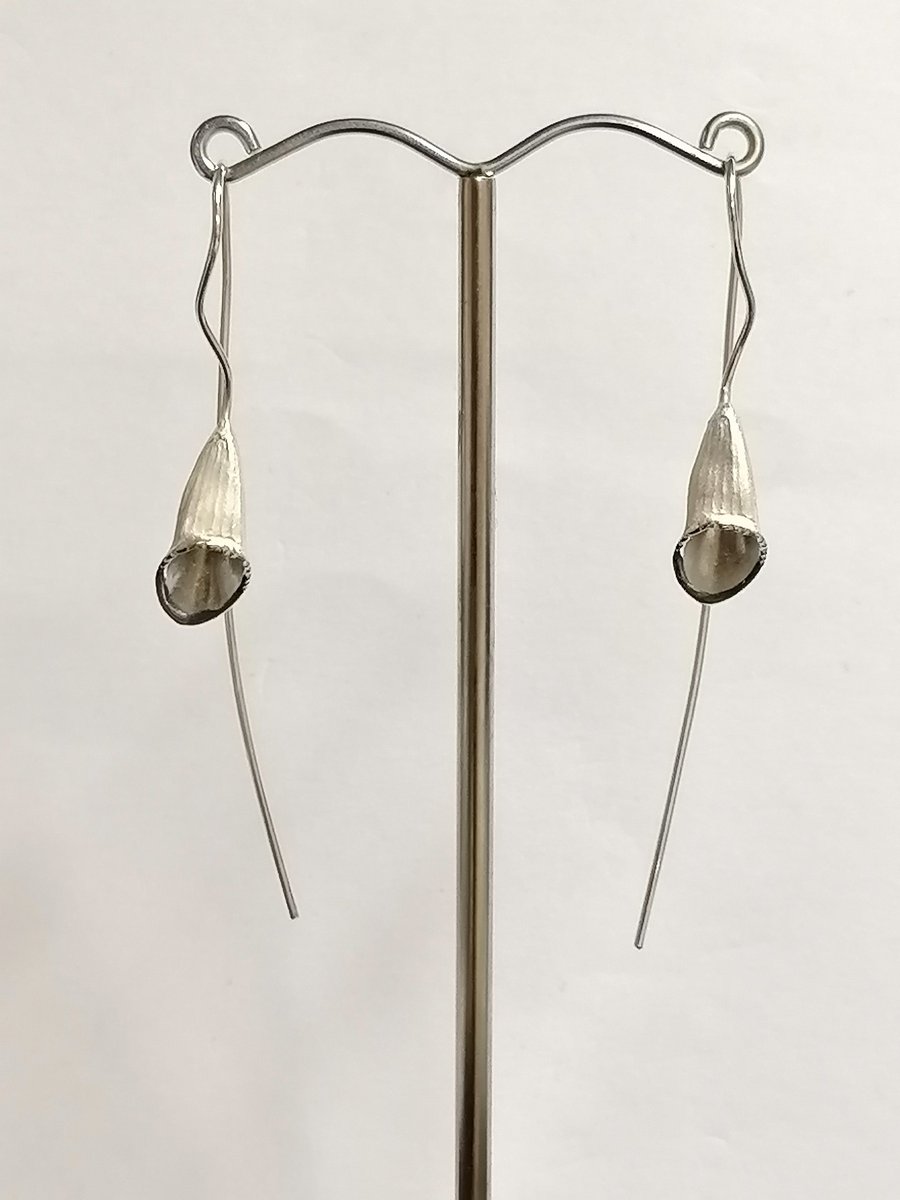 Trumpet drop earrings hand made from Silver