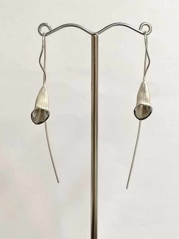 Trumpet drop earrings hand made from Silver