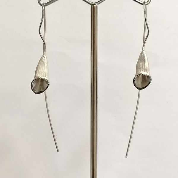 Trumpet drop earrings hand made from Silver