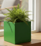 Green 10 cm Square Plant Pot Handmade Indoor Planter for Small Houseplants