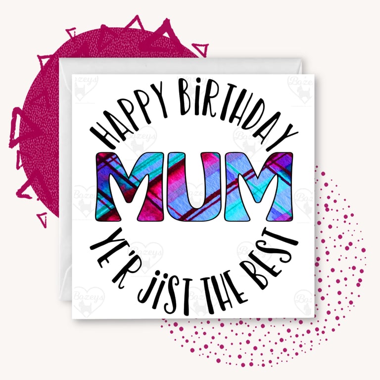 Happy Birthday Mum  Tartan Doric Greetings Card