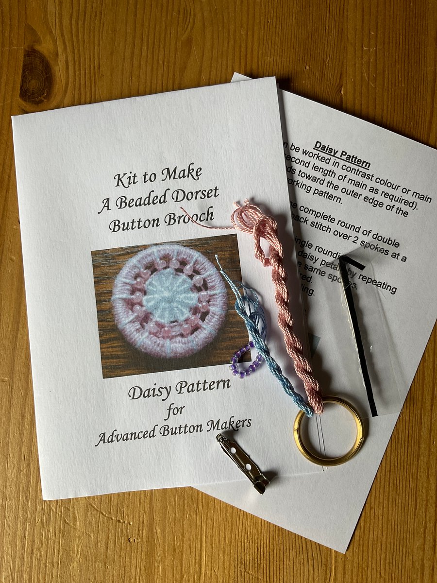 Kit for a Beaded Dorset Button Brooch, Daisy Design BD4