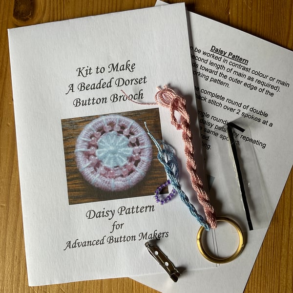 Kit for a Beaded Dorset Button Brooch, Daisy Design BD4