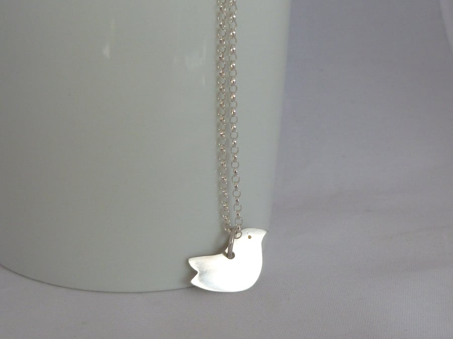 Sterling Silver Christmas Robin  Bird Pendant, gift for her