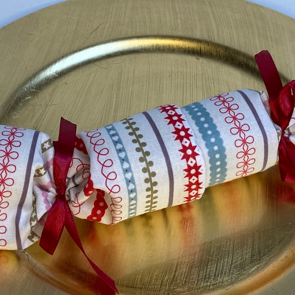 Pick and Mix Christmas Crackers. Reusable and waste free. Stripes on white