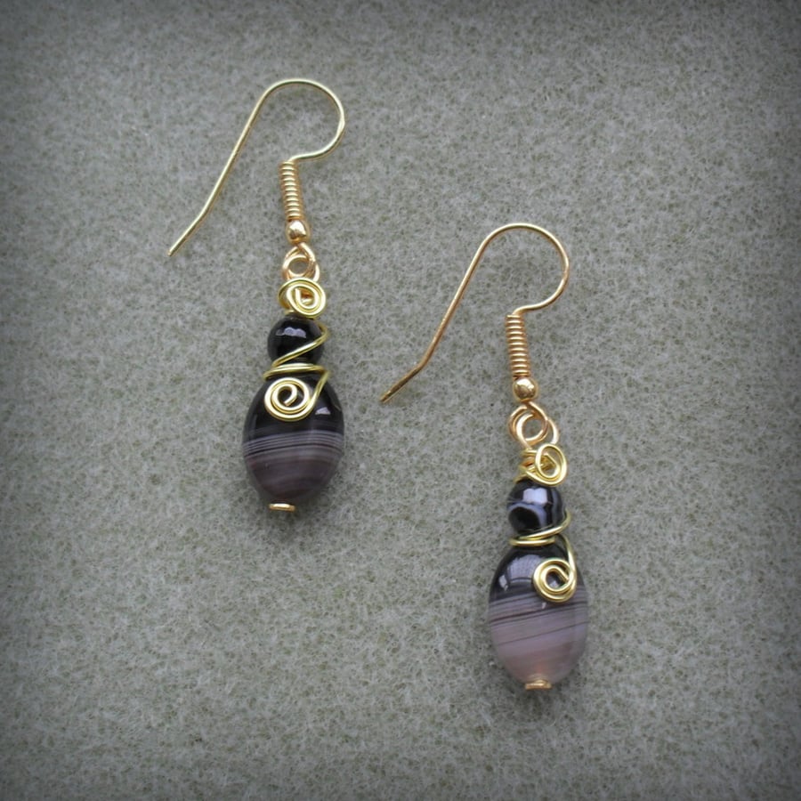 Agate Wire Wrapped Earrings