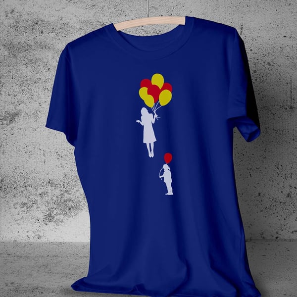 Mens funny tshirt. Where are you going?- T-Shirt. Balloons, party top