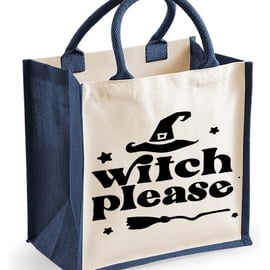 Witch Please  Midi Jute Canvas Bag - Halloween witch Themed