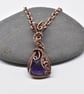 Faceted Amethyst and Copper Wire Wrapped Pendant - Image 10