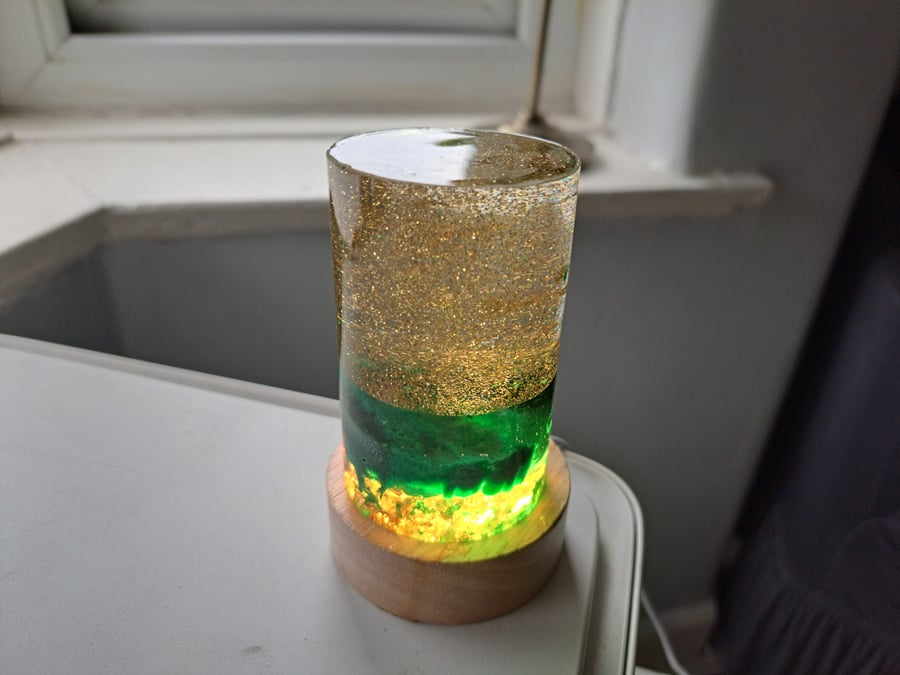 Handmade Resin Cylinder Mini Lamp – LED Night Light with USB