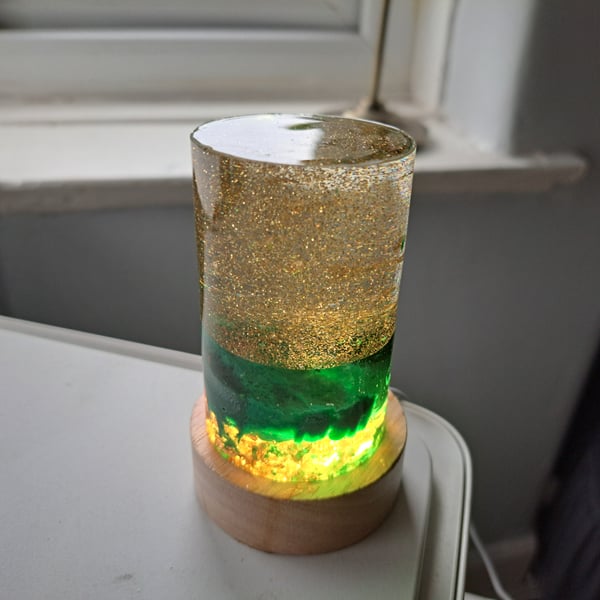 Handmade Resin Cylinder Mini Lamp – LED Night Light with USB