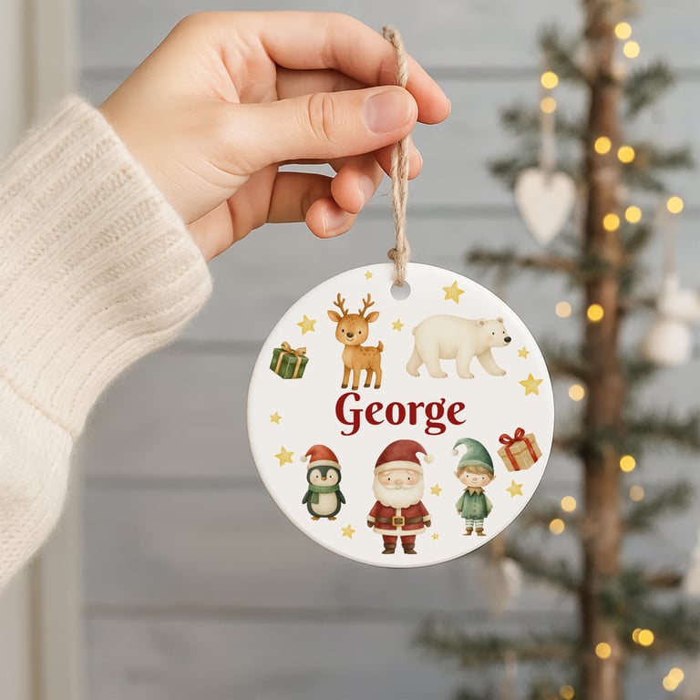 Personalised Christmas Bauble – Custom Ceramic Ornament – Festive Kids Decor