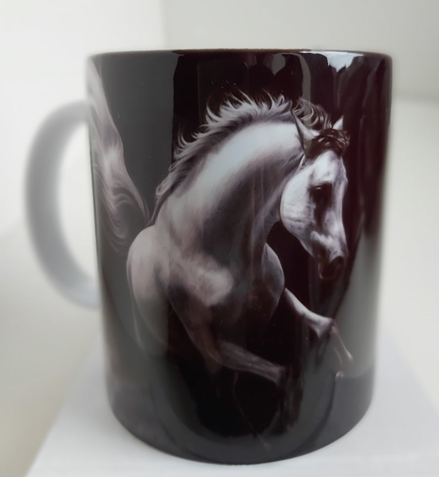 White stallion mug