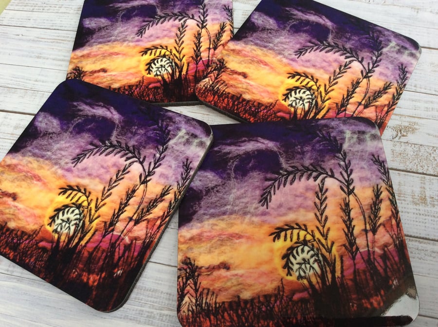 Sunset landscape coaster.