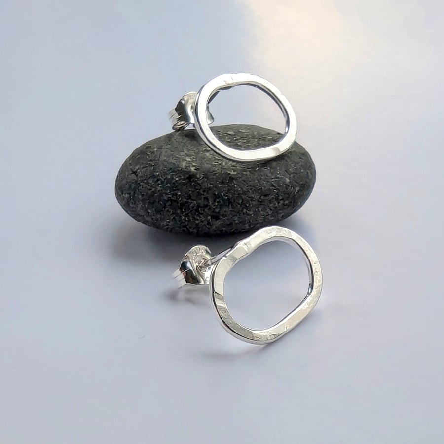 Recycled Sterling Silver Oval Earrings