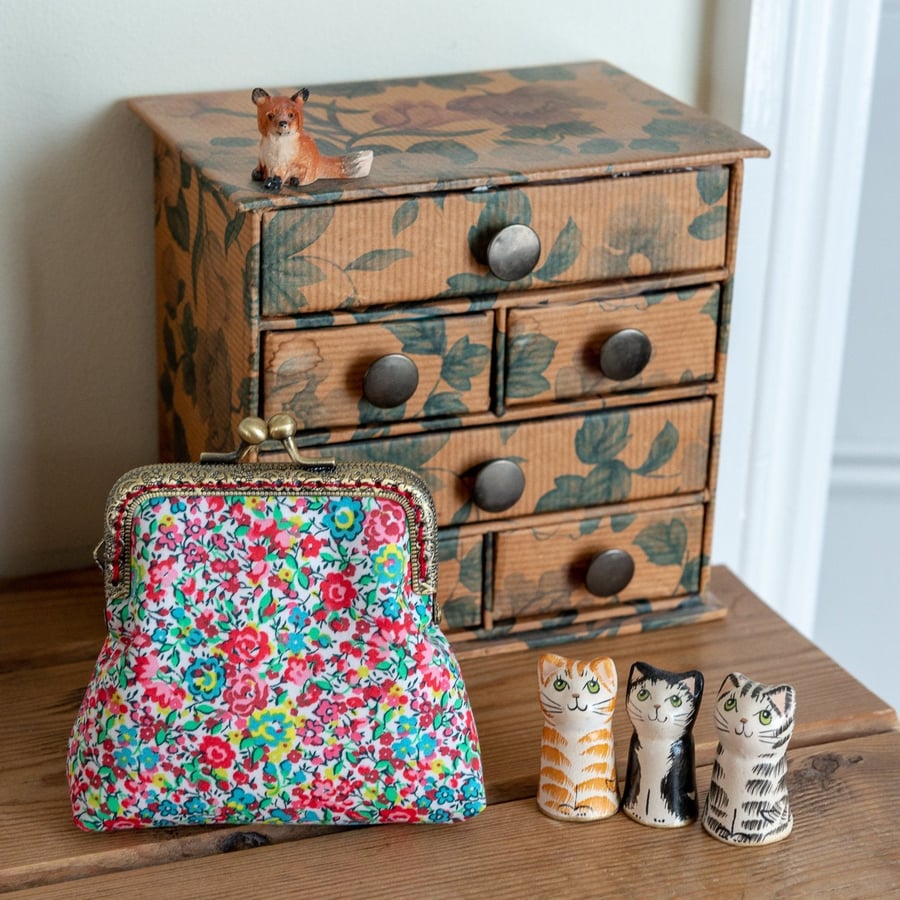 Coin purse made with Liberty Lawn in pretty floral print: 'Emma and Georgina'