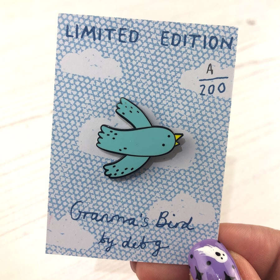 SECONDS Granma's Bird Enamel Pin Badge 