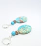 Terra Adorn  Artisan Blue Snake Skin Jasper, Dzi Agate & Turquoise earrings - Image 8