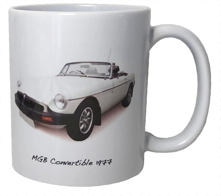 MGB Convertible 1977 (White) - 11oz Ceramic Mug for Classic British Car fan