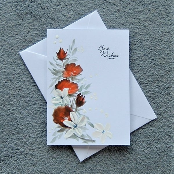 hand painted floral blank greetings card ( ref ... - Folksy