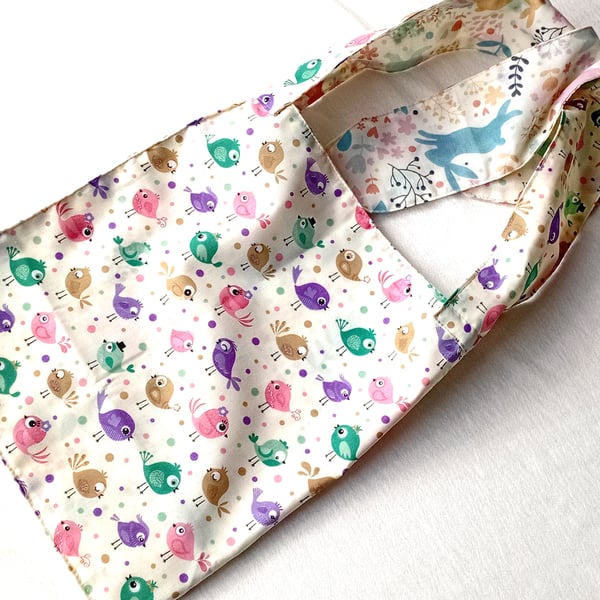 BIRDS & RABBITS theme, multicoloured, medium lined shoulder bag