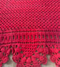 Handmade Red Crochet Scarf - Cosy Winter Shawl with Elegant Floral Lace - Image 3