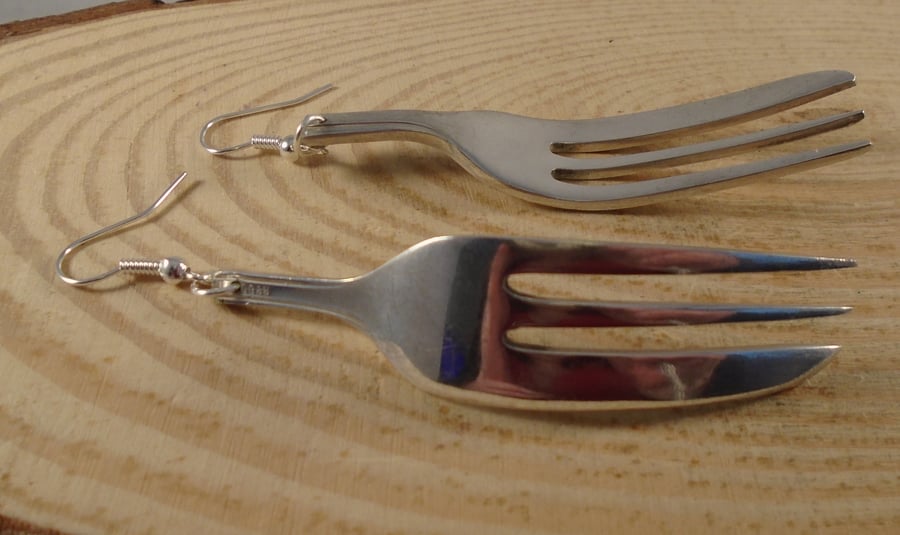 Upcycled Silver Plated Pastry Fork Earrings SPE062001