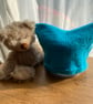 Turquoise baby hat, handknitted, 0-3 months - Image 1